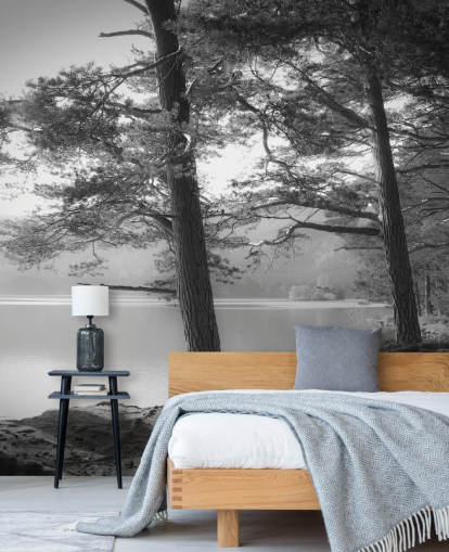 Sort og hvid sø og skov Wallpape