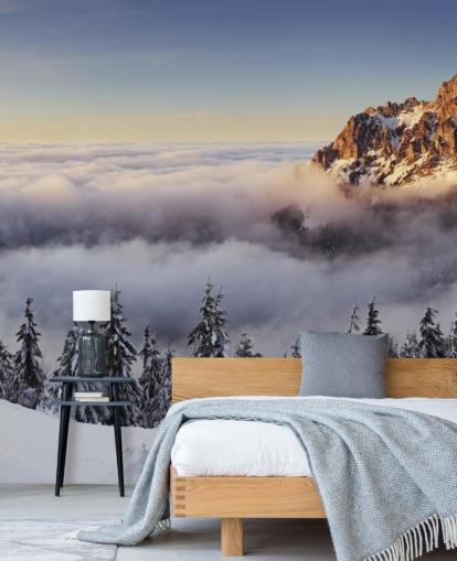 Papier Peint Fresque Montagne Brumeuse Neigeuse Papier Peint Fresque Montagne Brumeuse Neigeuse