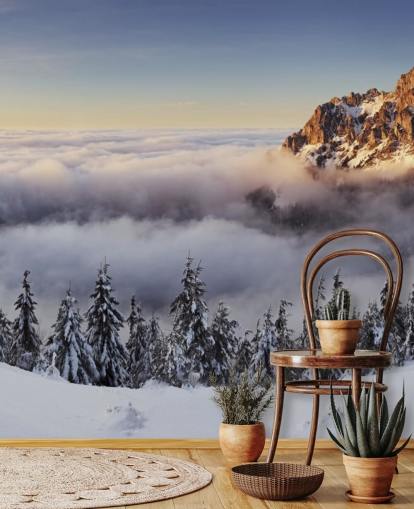 Snowy Misty Mountain Wall Mural