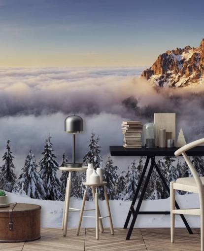 Mural de parede Snowy Misty Mountain