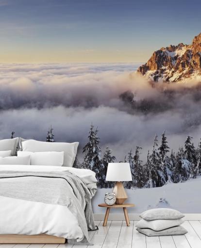 Besneeuwde Misty Mountain Muurschildering