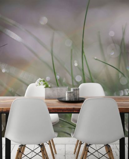 Fotografierte Schmetterlingslandung auf Gras Fototapete