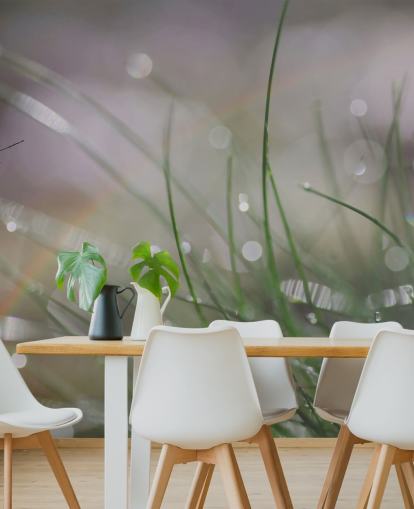 Fotografierte Schmetterlingslandung auf Gras Fototapete