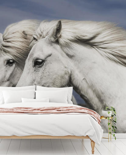 White Horses in Wind Wall Mural
