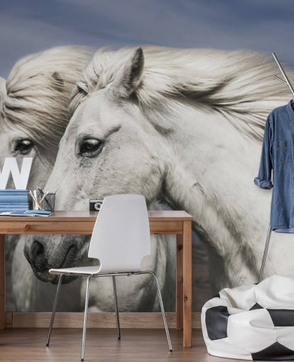White Horses in Wind Wall Mural White Horses in Wind Wall Mural