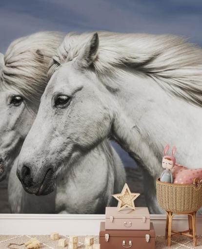 Mural de pared Caballos blancos en