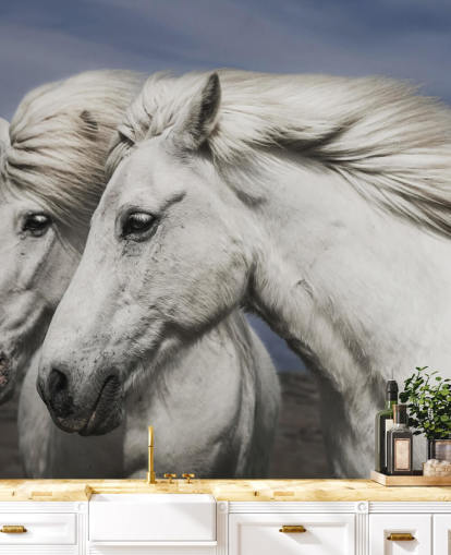 White Horses in Wind Wall Mural White Horses in Wind Wall Mural