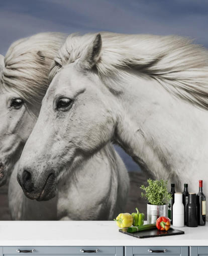 White Horses in Wind Wall Mural White Horses in Wind Wall Mural
