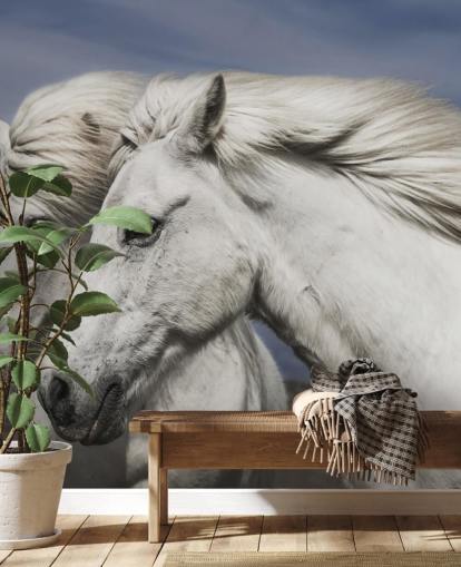 White Horses in Wind Wall Mural