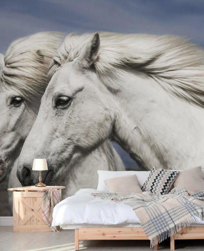 White Horses in Wind Wall Mural