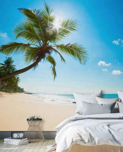 blue green and gold custom beach wallpaper mural called Tropical Beach