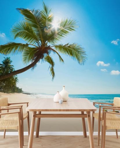 blue green and gold custom beach wallpaper mural called Tropical Beach