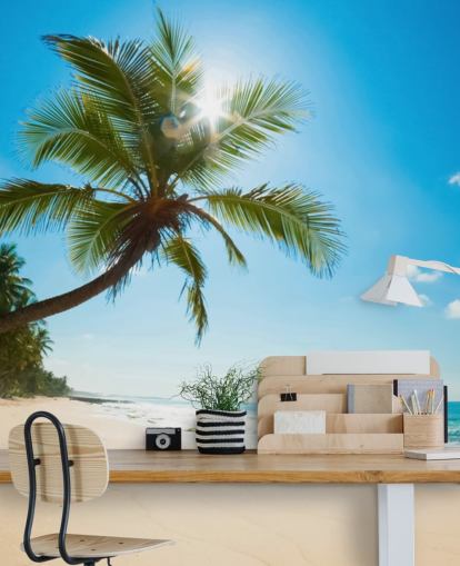 blue green and gold custom beach wallpaper mural called Tropical Beach