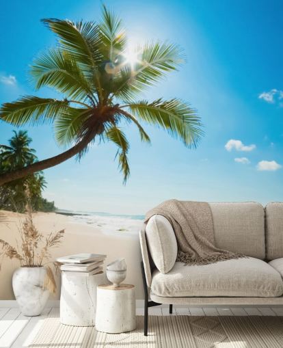 blue green and gold custom beach wallpaper mural called Tropical Beach