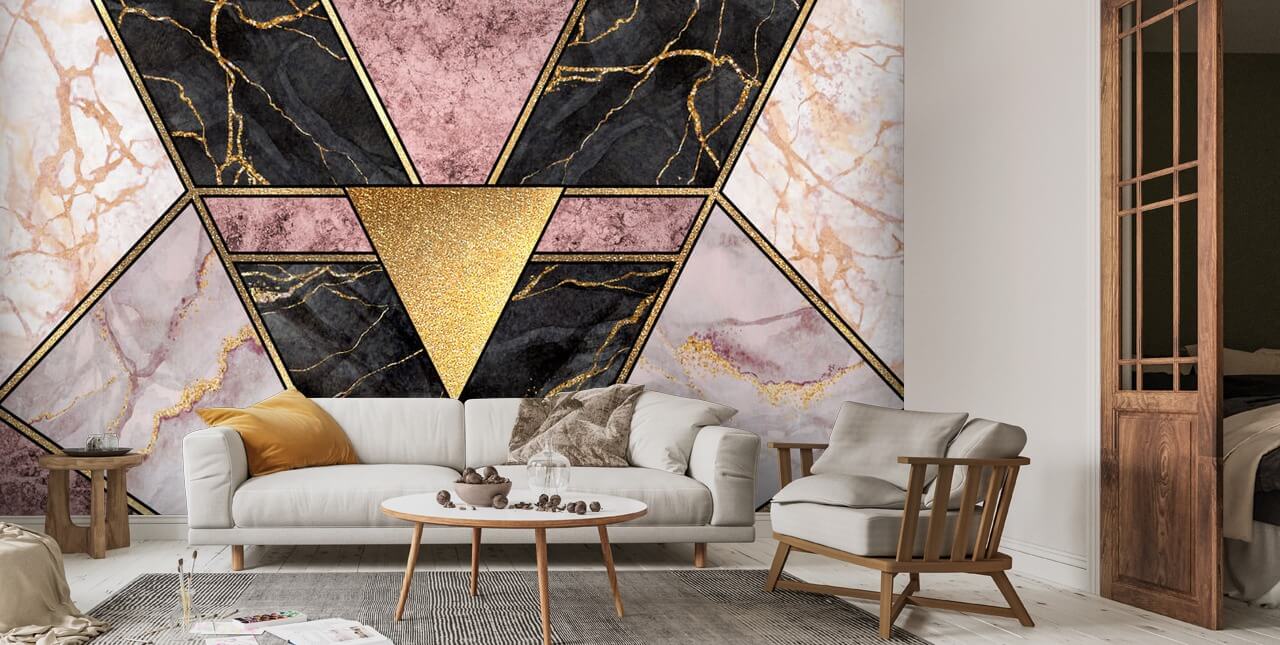 Purple Geometric Wall Mural Wallsauce US