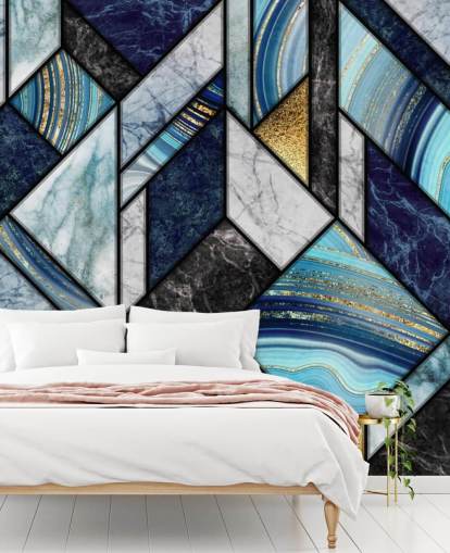 papel pintado de mármol azul art deco papel pintado de mármol azul art deco