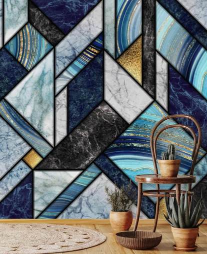 Inky Blue Art Deco Art Deco Wallpaper