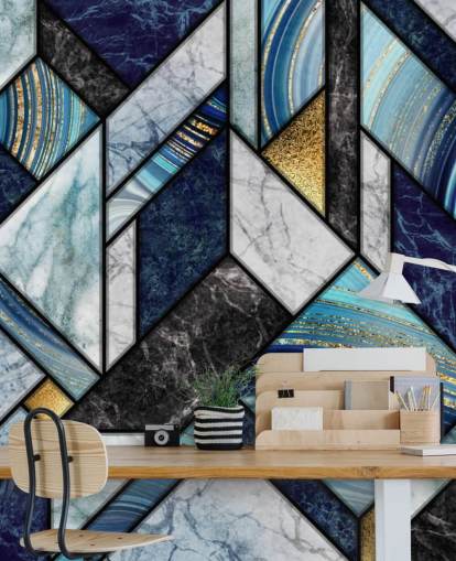 art deco blauw marmeren behang art deco blauw marmeren behang