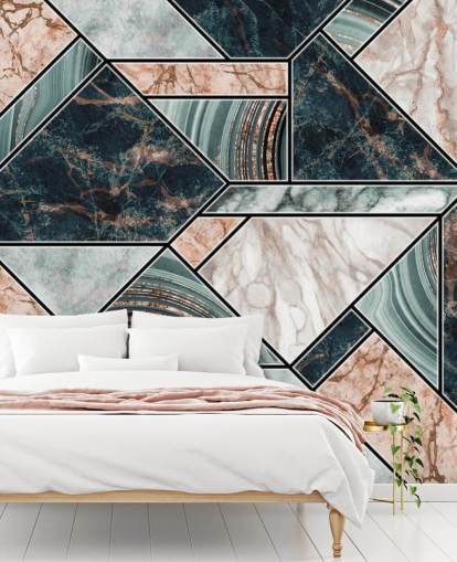 blassrosa, graue und schwarze Art Deco Fliesentapete blassrosa, graue und schwarze Art Deco Fliesentapete