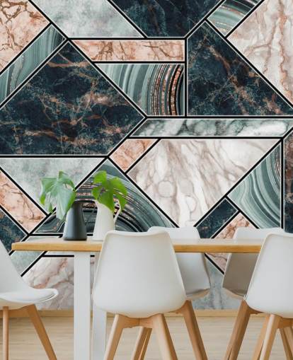 carta da parati art deco rosa pallido, grigio e nero