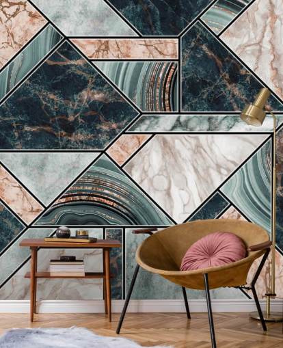 lichtroze, grijs en zwart art deco tegelbehang lichtroze, grijs en zwart art deco tegelbehang