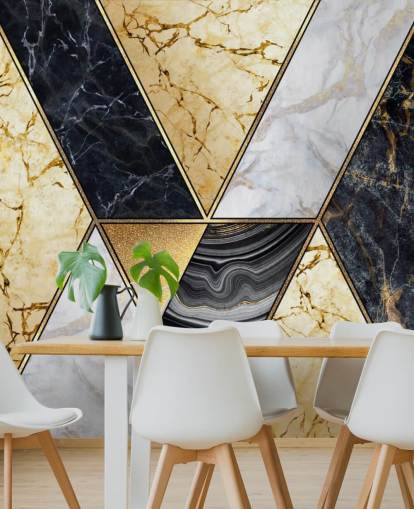 Gold, Schwarz und Weiß Marmor Art Deco Tapete Gold, Schwarz und Weiß Marmor Art Deco Tapete