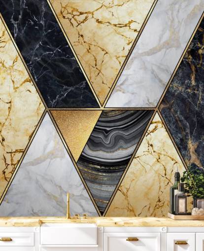 guld, sort og hvid marmor art deco tapet guld, sort og hvid marmor art deco tapet