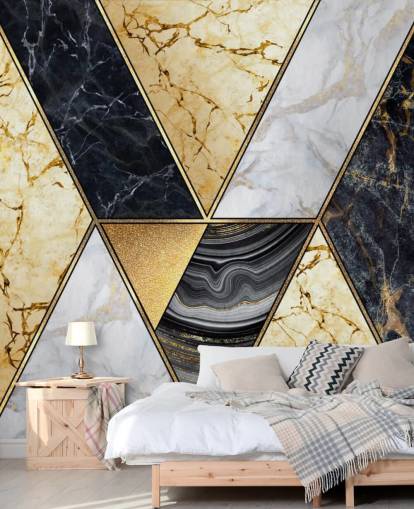papel de parede art deco em mármore dourado, preto e branco papel de parede art deco em mármore dourado, preto e branco
