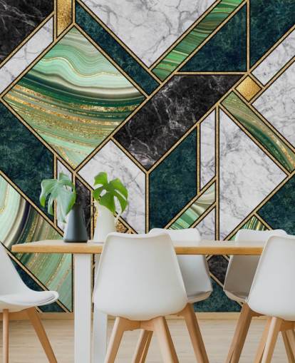 art deco grøn og grå marmor og guld geometrisk tapet art deco grøn og grå marmor og guld geometrisk tapet