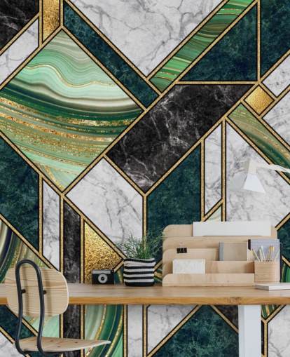 papier peint géométrique art déco marbre et or vert et gris papier peint géométrique art déco marbre et or vert et gris