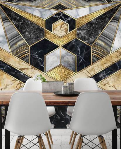 harmaa ja musta marmori kultaisella art deco -design-taustakuvalla