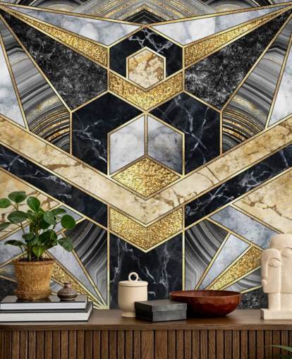 gray and black marble with gold art deco design wallpaper gray and black marble with gold art deco design wallpaper