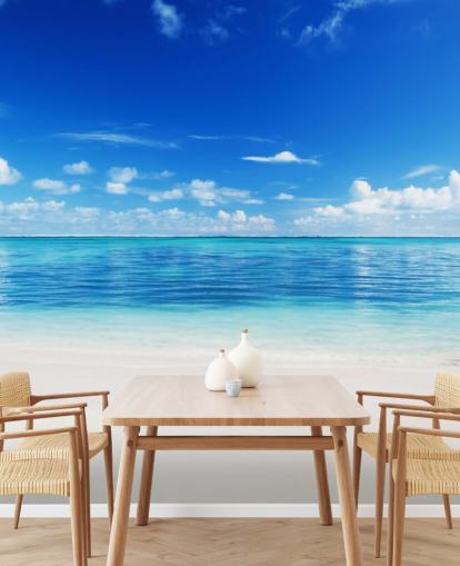 papel pintado de playa personalizable azul y dorado llamado Mar y arena para oficina o dormitorio papel pintado de playa personalizable azul y dorado llamado Mar y arena para oficina o dormitorio