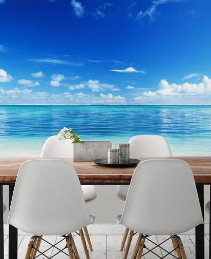 papier peint de plage personnalisable bleu et or appelé Sea and Sand pour bureau ou chambre papier peint de plage personnalisable bleu et or appelé Sea and Sand pour bureau ou chambre