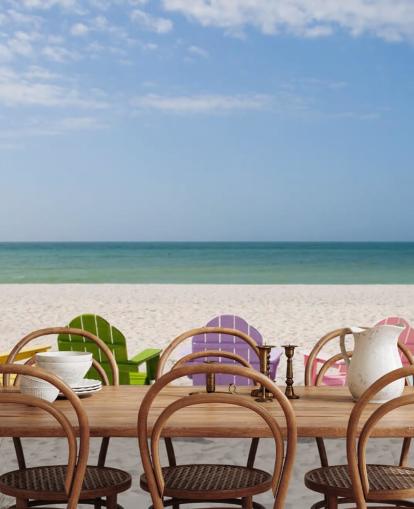 Farverige strandstole på Beach Wallpaper