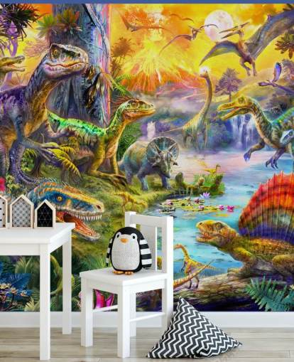 illustratie van het dinosaurusland