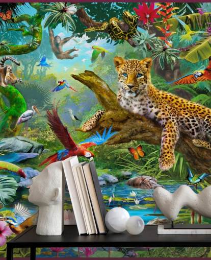 jungle animal wallpaper mural called Leopard In Jungle by Jan Patrik Krasny for kids bedrooms jungle animal wallpaper mural called Leopard In Jungle by Jan Patrik Krasny for kids bedrooms