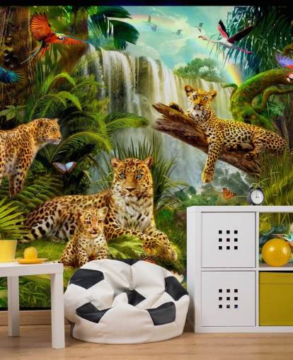 leopardit lounging trooppinen viidakko kuva tapetti