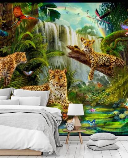 leopardit lounging trooppinen viidakko kuva tapetti