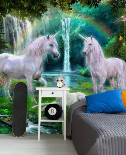 unicorns sat by a waterfall wallpaper unicorns sat by a waterfall wallpaper