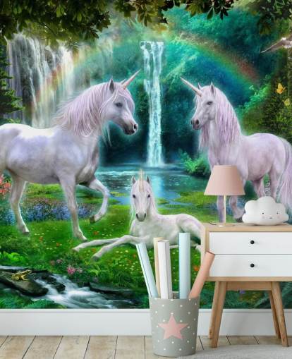 unicorns sat by a waterfall wallpaper unicorns sat by a waterfall wallpaper