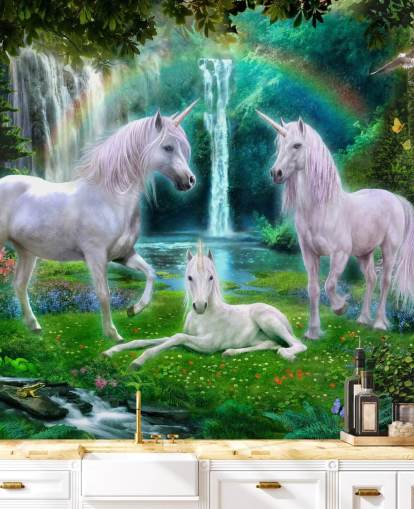 unicorns sat by a waterfall wallpaper unicorns sat by a waterfall wallpaper