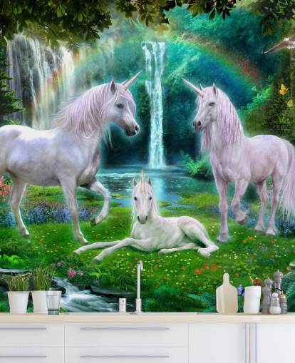 unicornios sentados junto a un fondo de pantalla