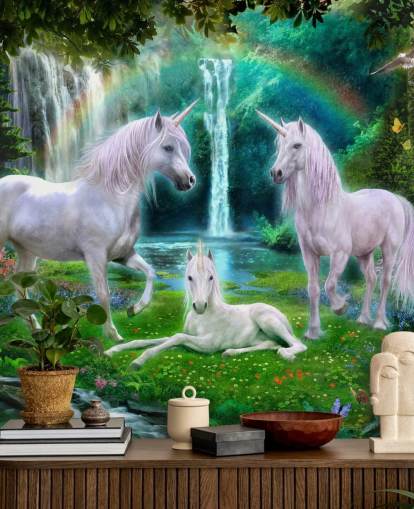 unicorns sat by a waterfall wallpaper unicorns sat by a waterfall wallpaper