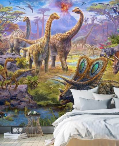 dinosaurus landschap behang dinosaurus landschap behang