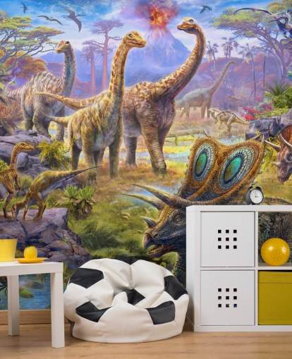 dinosaurus landschap behang dinosaurus landschap behang