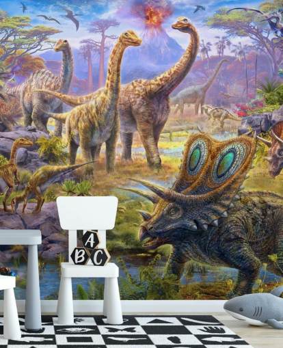 dinosaurus maisema tapetti