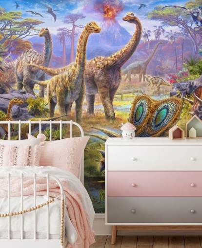 dinosaur landskap tapet