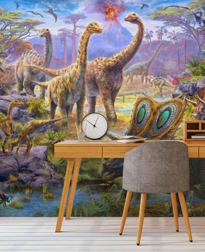 dinosaurie landskap tapet