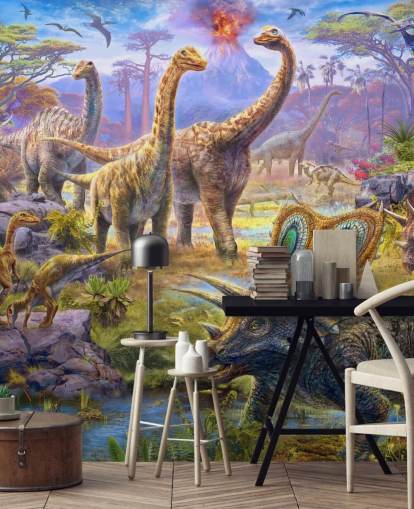 dinosaurus maisema tapetti